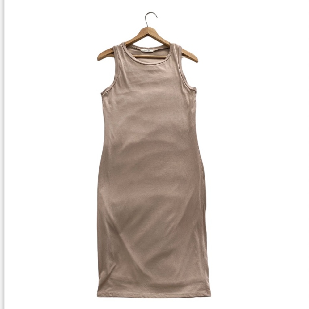 Mikey & Joey Double Knit Shift Dress in Sand-drift